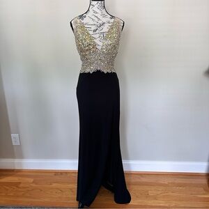 Jovani Black Dress with Gold Accents